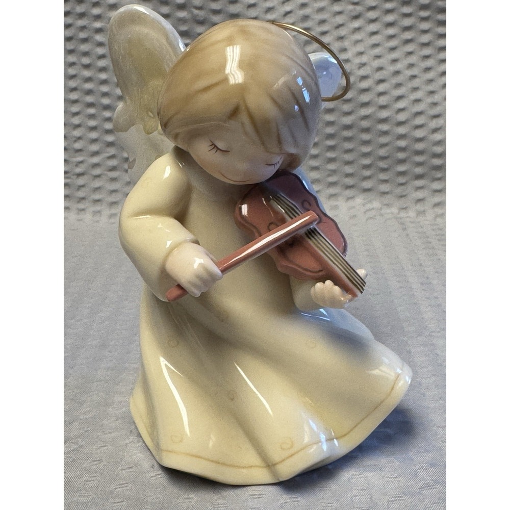 Vintage Lefton Porcelain Music Angel Girl Violin Figurine  Butterfly‎ Wing